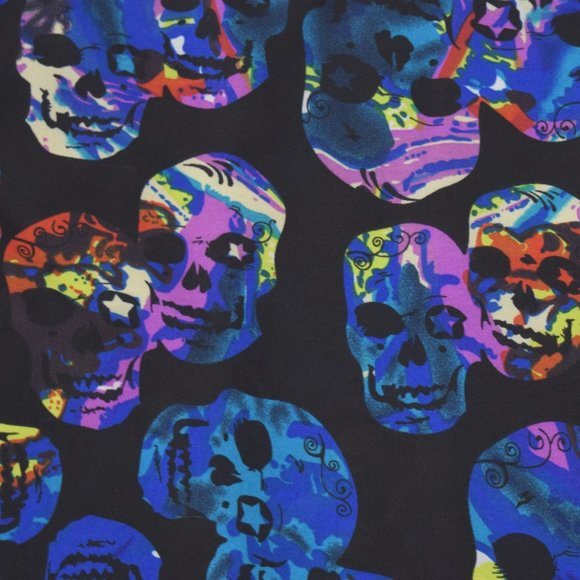 Spoon Jeans Sugar Skull High Low Peplum Tank Top Blouse Neon Colors Blue Black M - Picture 3 of 14